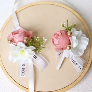 Estilo Coreano Flor De Seda Artificial Ramillete De Boda Y Conjunto De Flores De Muñeca Dama De Honor Fiesta Joyería De Pulsera Floral