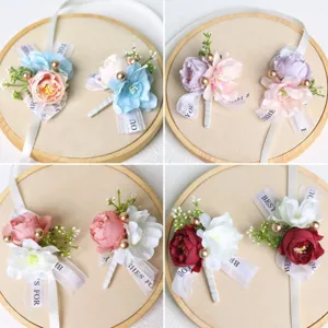 Conjunto de corsé de muñeca de flor artificial de estilo coreano, ideal para bodas y fiestas.