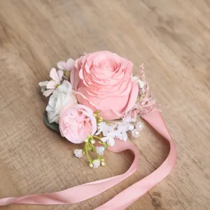 Estilo francés romántico rosa desnuda flor de muñeca artificial accesorio de boda fiesta.