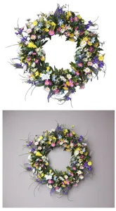 Colorful artificial wildflower wreath daisy floral door hanging home wall decor wreath