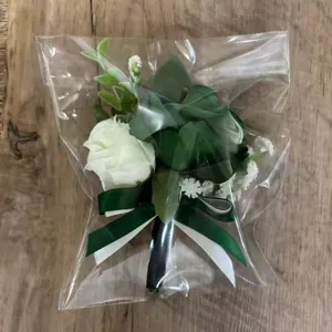 Boutonnière rose blanche verte fleur artificielle de mariage corsage pour marié accessoire fête