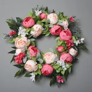 Ghirlanda di fiori di peonia artificiale porta d'ingresso decorazione murale floreale