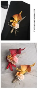 Artificial calla lily boutonniere wedding suit flower groom corsage hand-crafted.