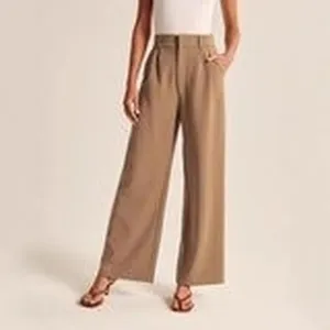 Hoge taille wijde casual broek voor dames, elegante losse effenkleurige lange broek.