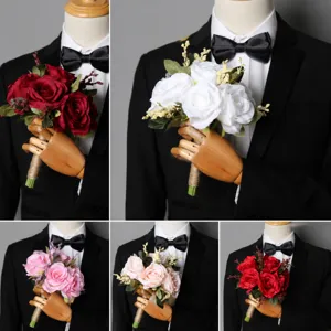 Westeuropäisch Minimalistisch Künstliche Seide Rosenblüten Strauß Braut Handgehaltener Strauß Für Hochzeit Fotografie