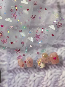 Primavera verano pegatinas de uñas corazón flor colorido calcomanías de uñas detalle