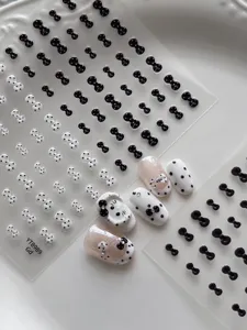 Pegatinas de uñas de lunares con lazo, bonitas decoraciones de arte de uñas en miniatura.