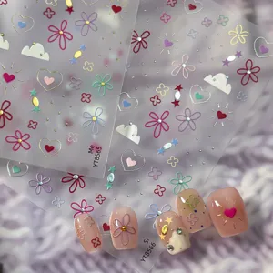 Pegatinas de uñas de flores de primavera y verano accesorios de manicura coloridos