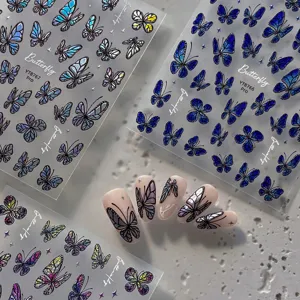Three-Dimensional Embossed Butterfly Nail Art Stickers Holographic Star Adhesive Nail Decals Manicure Accessories