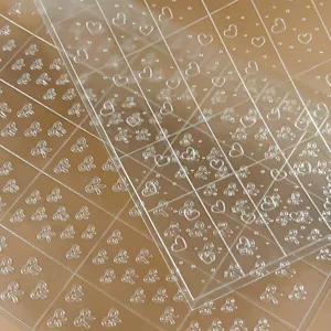 Pegatinas transparentes 3D de lazo y corazon para diseno de unas y decoracion fina