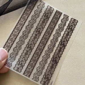 3D embossed lace butterfly nail stickers, Japanese style hollow mesh striped nail art.