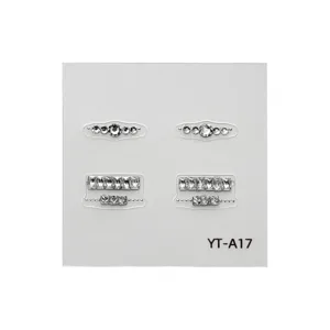 Pegatinas de uñas con diamantes cuadrados de doble fila, estrás de circonita 3D para nail art DIY.