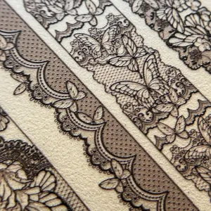 Japanese 3D relief lace butterfly nail art stickers, hollow mesh lace stripe nail decals.