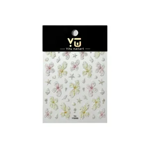 Pearlescent glassy flower nail art stickers translucent shell starfish decorations