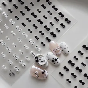 Pegatinas de Uñas de Lunares con Lazo 3D Minimalistas Dulces Calcomanías Brillantes de Gel Lindo Accesorios de Manicura