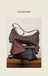 Leather underarm shoulder bag baguette bag minimalist versatile daily commuter chic accessory.