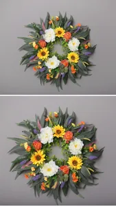 Mooie kunstmatige zonnebloem pioenroos bloemenkrans muurhangende huisdecoratie