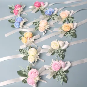 Kunstzijde Ranonkel Bloem Corsage Pols Bloem Set Bruiloft Bruid Meisje Feest Pak Accessoires
