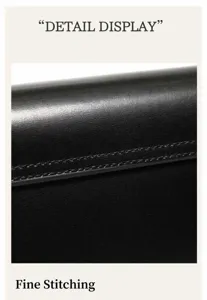 Gedetailleerd overzicht van zwarte echt lederen dames schoudertas zadelbag met fijne stiksels.