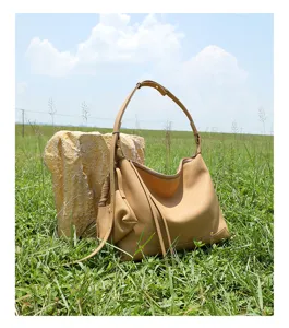 Borsa a spalla hobo in vera pelle da donna, grande shopper minimalista da lavoro