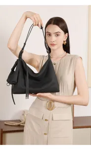 Borsa a tracolla in vera pelle, grande shopper da lavoro e borsa sottobraccio chic da donna