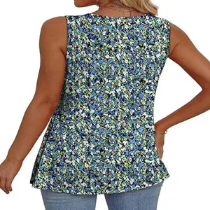 Dames bloemen mouwloze casual top gedetailleerd uitzicht, stijlvol rugontwerp.