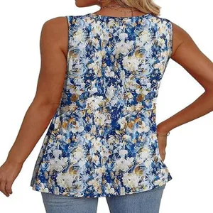 Vrouwen casual bloemen mouwloze tanktop elegante zomer losse vloeiende blouse top