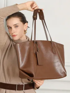 Large Capacity Genuine Leather Tote Bag For Women Vintage Commuting Shoulder Bag High-End Soft Cowhide Handbag