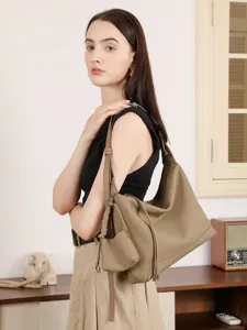 Borsa a tracolla in vera pelle, tote bag minimalista di grande capacità, elegante borsa hobo.