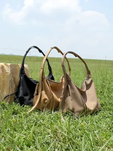Borsa a tracolla minimalista in vera pelle, grande shopper borsa da lavoro chic!