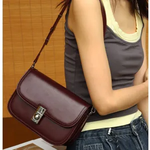 Elegant Women Genuine Leather Retro Crossbody Bag Stylish Underarm Shoulder Bag New