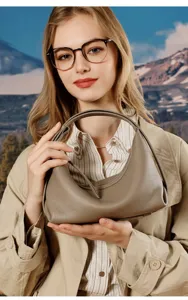 Genuine leather hobo bag casual versatile commuting crossbody shoulder bag lightweight underarm bag