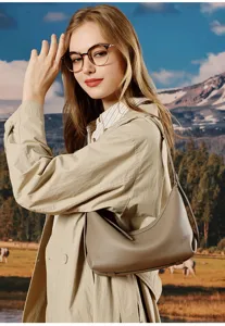 Genuine leather hobo bag casual commuter shoulder underarm dumpling bag for women everyday use.
