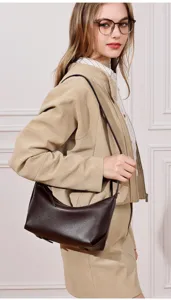 Genuine leather hobo bag casual brown underarm shoulder bag for women stylish commuter bag