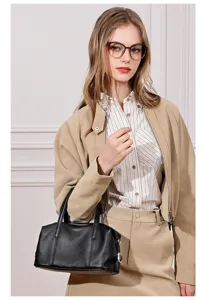 Luxe dames lederen Boston tas, zachte rindsleder kussen handtas voor dagelijks werk en stijl.