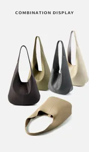 Echte lederen hobo schoudertas voor dames, grote capaciteit minimalistische tote en shopper.