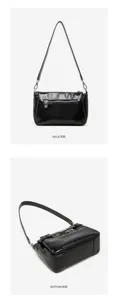 Detail shot displaying the back zip pocket and bottom design of the black shoulder bag.