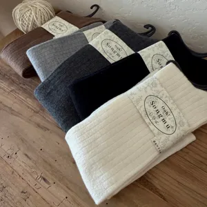 Songmu mulberry silk wool long stackable socks for women, winter warm knit hosiery.