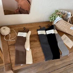 Silk wool calf socks women winter warm stacking socks vintage style knit hosiery