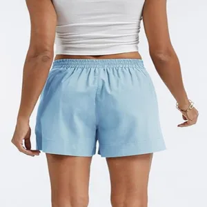 Pantalones cortos deportivos casuales de mujer, verano running fitness cintura elástica recta.