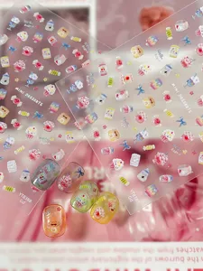 Summer dessert nail art stickers, cute 3d cake and candy nail decoration decals for cute styles.