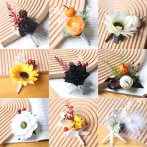 Halloween Rose Brooch Artificial Flower Harvest Festival Party Dress Corsage Pumpkin Decoration Photography Lapel Pin