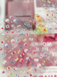 Summer dessert 3d nail stickers cute candy cake nail art accessories decorative decals wholesale