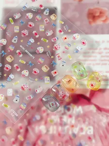 3D summer dessert nail stickers cute candy cupcake nail art decals for women girls DIY manicure