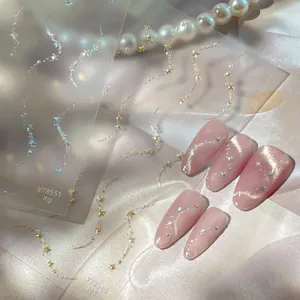 Exquisitos Adhesivos para Uñas de Estrellas con Estampado en Caliente 3D Estilo Francés Calcomanías de Arte de Uñas de Estrellas Metálicas Decoraciones de Manicura DIY