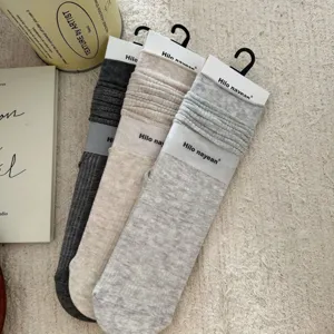 Cotton vertical stripe slouch socks mid-calf retro style women socks pack of three