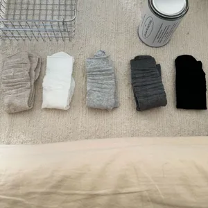 Women vintage vertical stripe mid calf slouch socks detail view breathable cotton hosiery