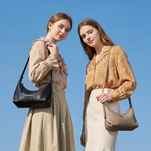 Genuine Leather Hobo Bag For Women Casual Commuter Shoulder Bag Soft Cowhide Underarm Dumpling Bag Fashion Handbag
