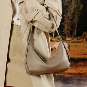 Genuine leather hobo bag minimalist casual underarm shoulder bag stylish commuter cross-body