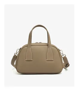 Borsa da bowling classica in vera pelle, elegante borsa a mano con manici e tracolla.